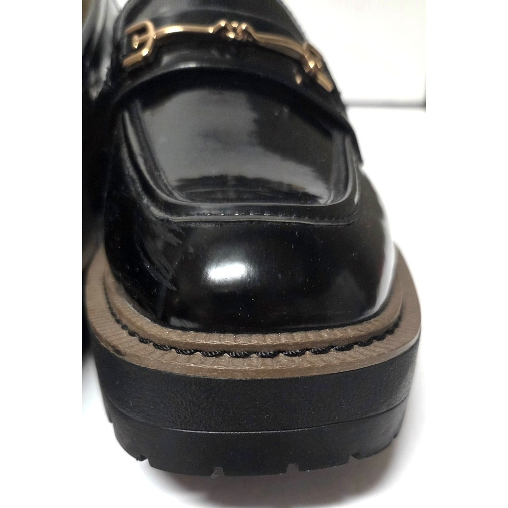 Sam Edelman NY Laurs Loafers Lug Sole Shoes Patent Black Horse Bit Gold 11M - Picture 16 of 16